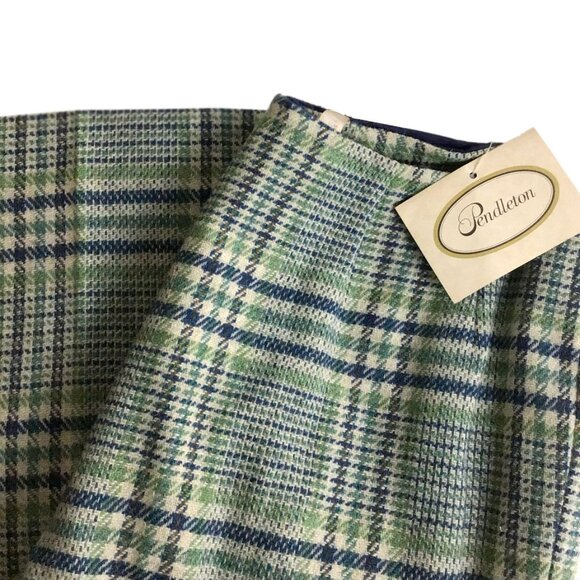Pendleton Vintage 90s Green, Blue Stripes & Light Grey Plaid Wool Pants Trousers - Picture 3 of 12